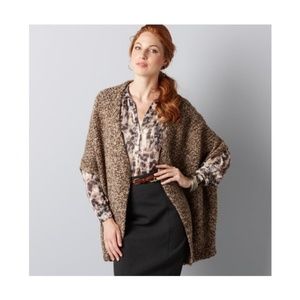 Ann Taylor Loft Chunky Cocoon Sweater Coat Brown